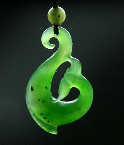 Whale Tale Jade Hook Pendant